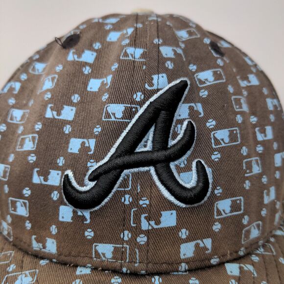 New Era 59Fifty Atlanta Braves Fitted Hat Brown Size 7 3/8 All Over Print Logo - Picture 4 of 13